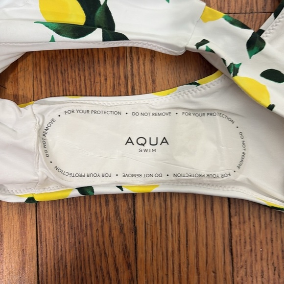 NWOT Aqua Swim White Lemon Print Swimsuit Bikini Bottom Medium - Picture 5 of 7